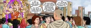 Comic lettering and speech balloons illustrating character dialogue, narration, and professional sequential storytelling in a custom comic book page.